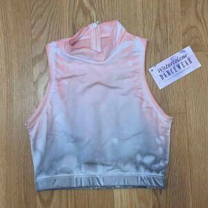 WATERCOLOUR Women's Hand Painted Mock Neck Crop Top, Size Adult Small